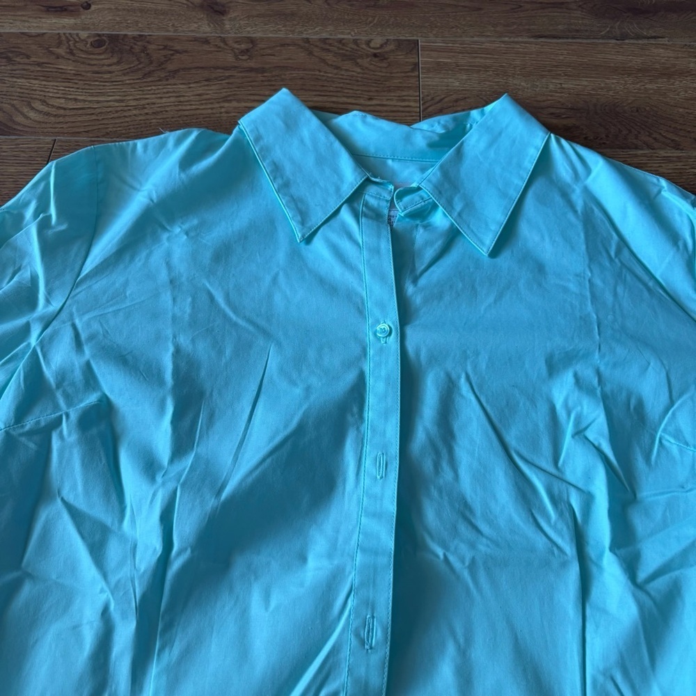 Chadwick’s mint stretch cotton button up shirt in size 14 - Picture 6 of 10